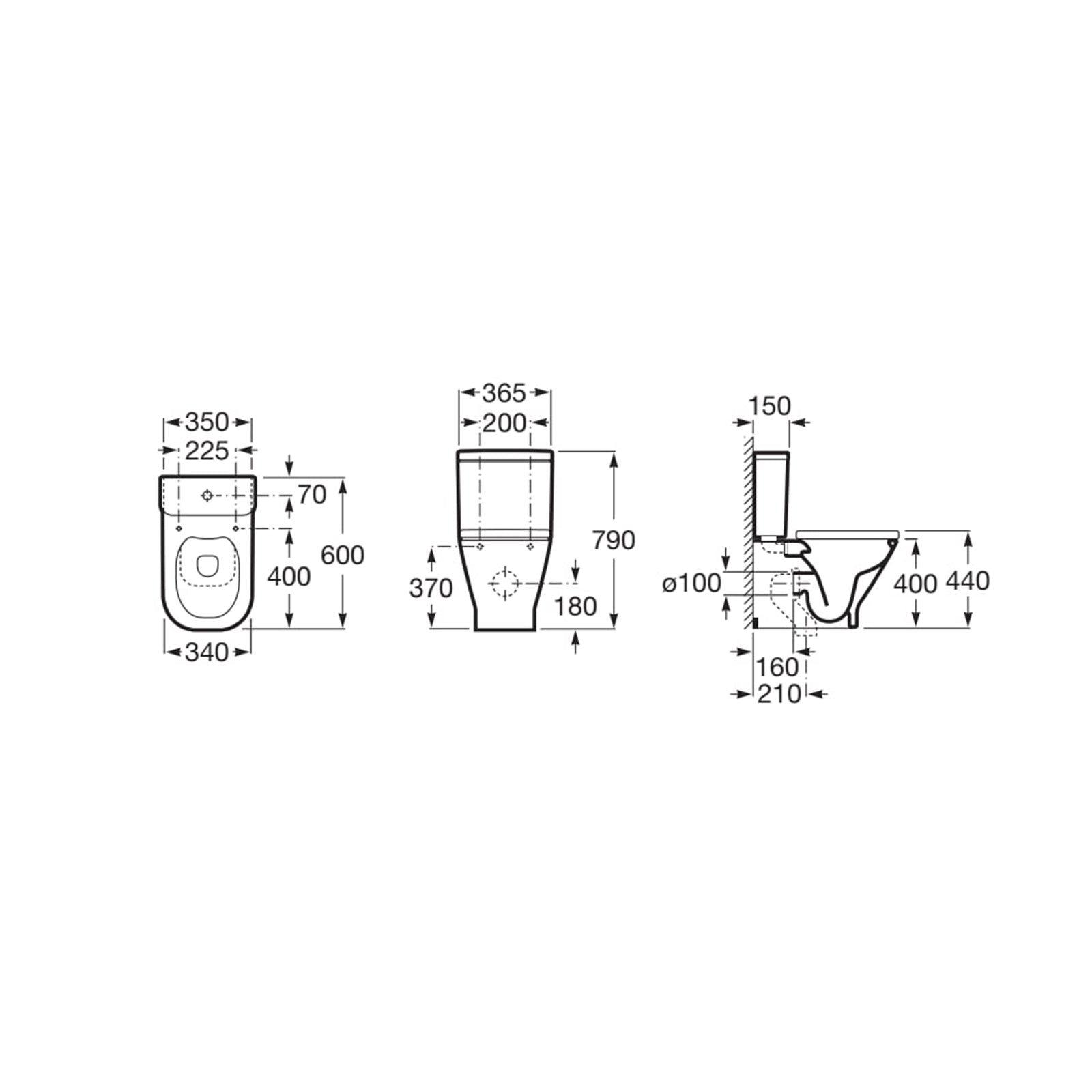 Roca The Gap Square Rimless Closed Back Close Coupled Pan