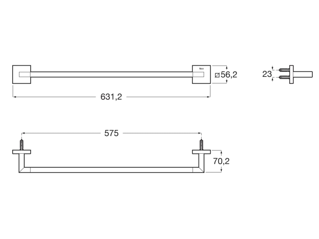 Roca Hotels Square 600mm Towel Rail