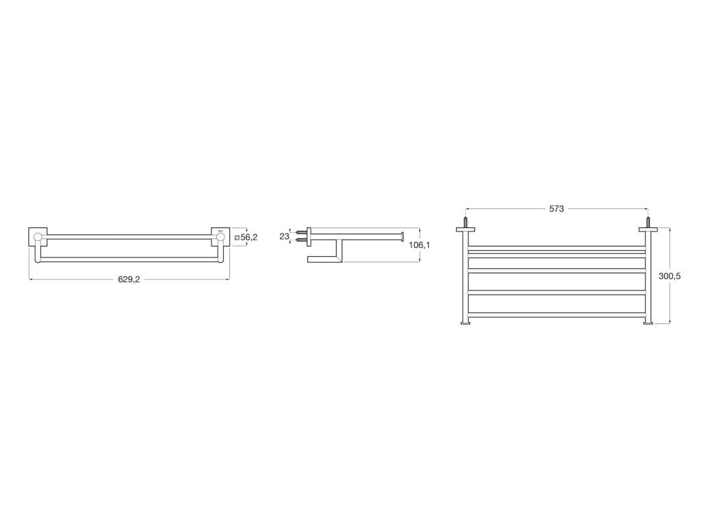Roca Hotels Square 630mm Towel Rack