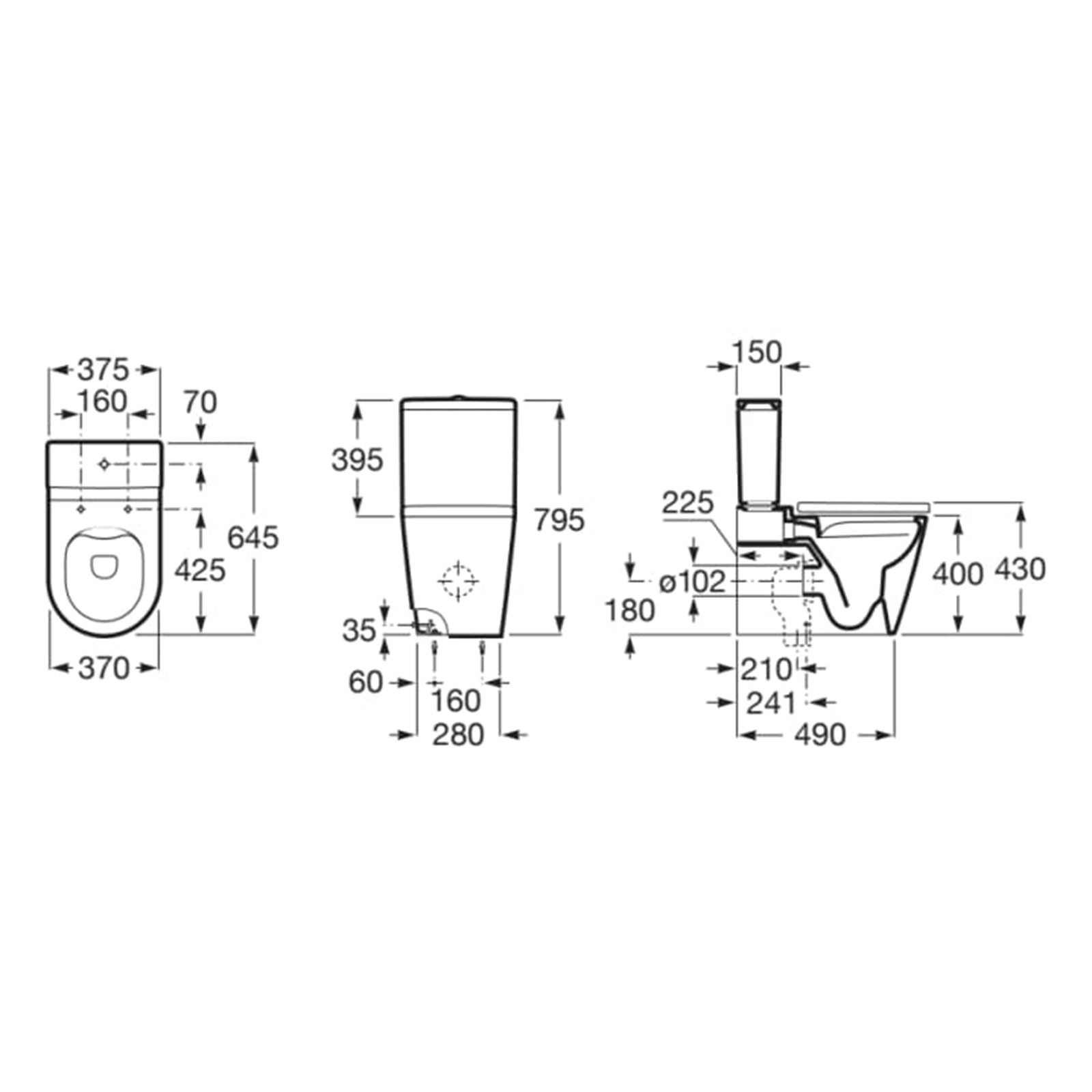 Roca Inspira Rimless Round Close Coupled Pan