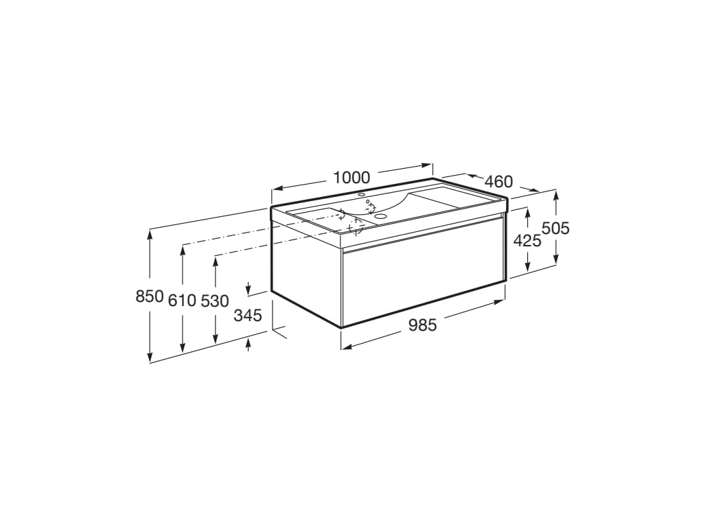 Roca Ona Unik 1000mm One Drawer Vanity Unit & Basin – 5 Colour Options