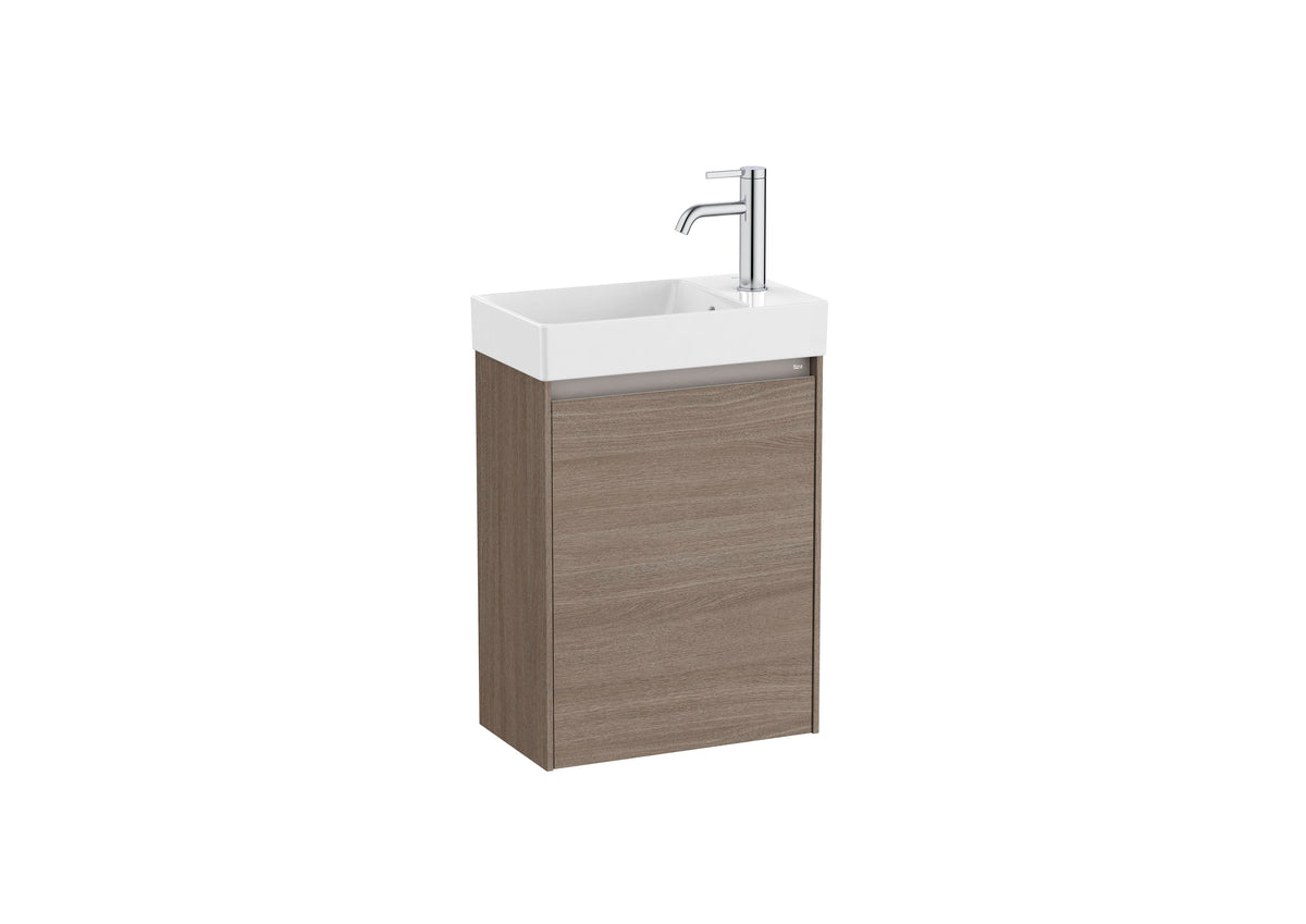 Roca Ona 450mm Compact Wall-Hung Vanity Unit with One Door & RH Basin