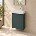 Roca Ona 450mm Compact Wall-Hung Vanity Unit with One Door & RH Basin