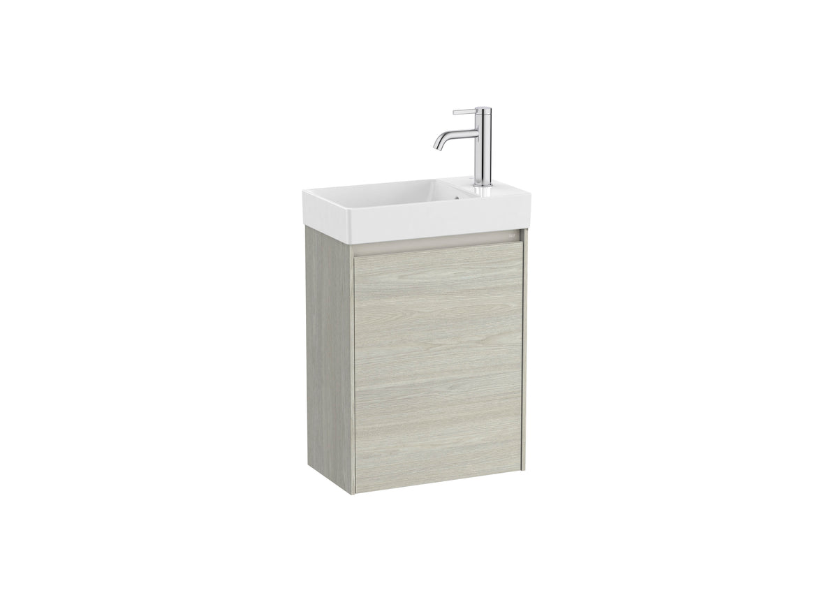 Roca Ona 450mm Compact Wall-Hung Vanity Unit with One Door & RH Basin