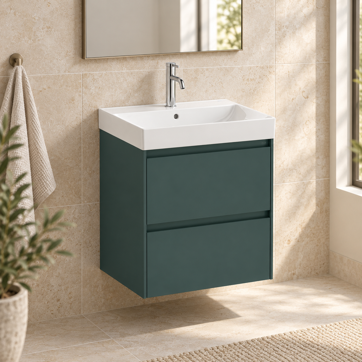 Roca Ona Unik 550mm Two Drawer Vanity Unit & Basin – 5 Colour Options