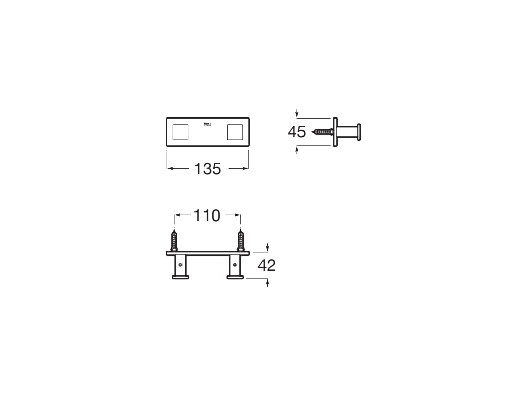 Roca Hotels Square Double Robe Hook