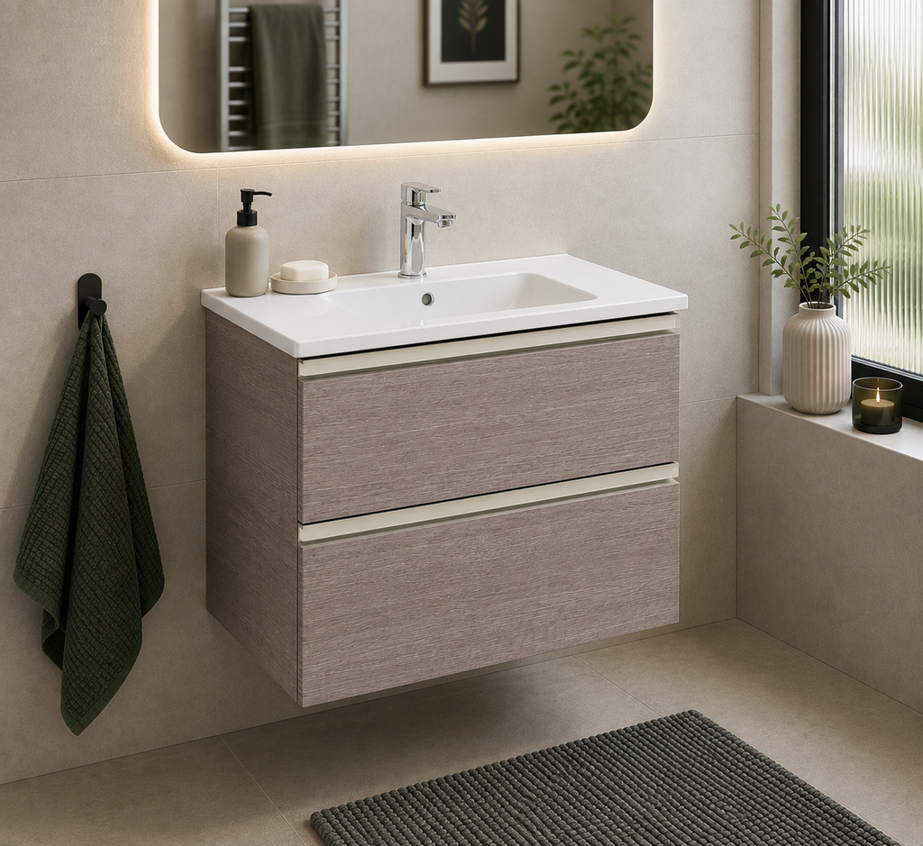 Roca The Gap 600mm Wall-Hung 2 Drawer Vanity Unit with Basin & Waste