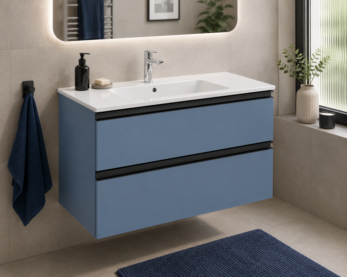 Roca The Gap 800mm Wall-Hung 2 Drawer Vanity Unit with Basin & Waste