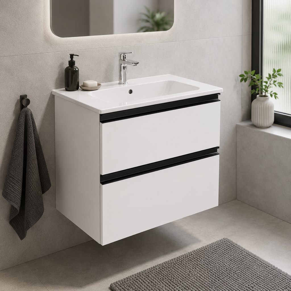 Roca The Gap 550mm Wall-Hung 2 Drawer Vanity Unit with Basin & Waste