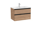 Roca The Gap 800mm Wall-Hung 2 Drawer Vanity Unit with Basin & Waste