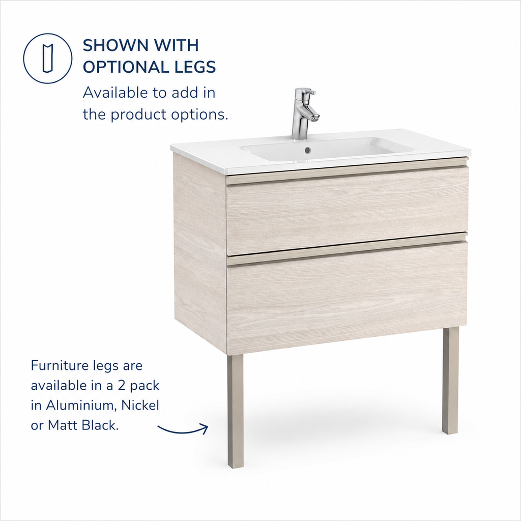 Roca The Gap 800mm Wall-Hung 2 Drawer Vanity Unit with Basin & Waste