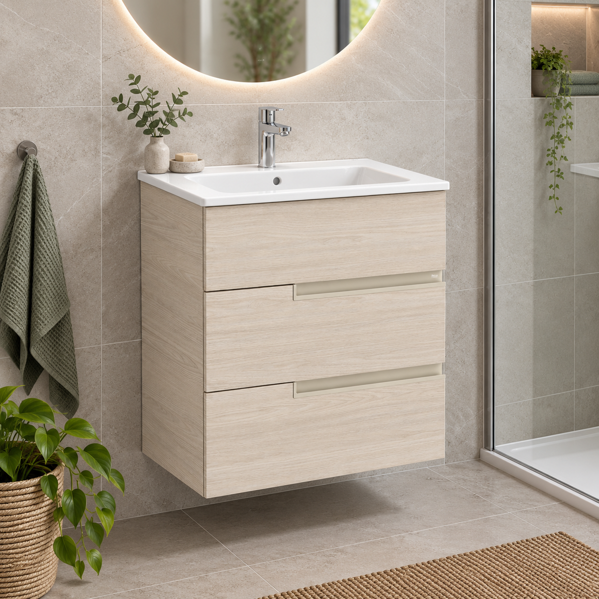 Roca Victoria-N 600mm 3 Drawer Wall-Hung Vanity Unit with Basin