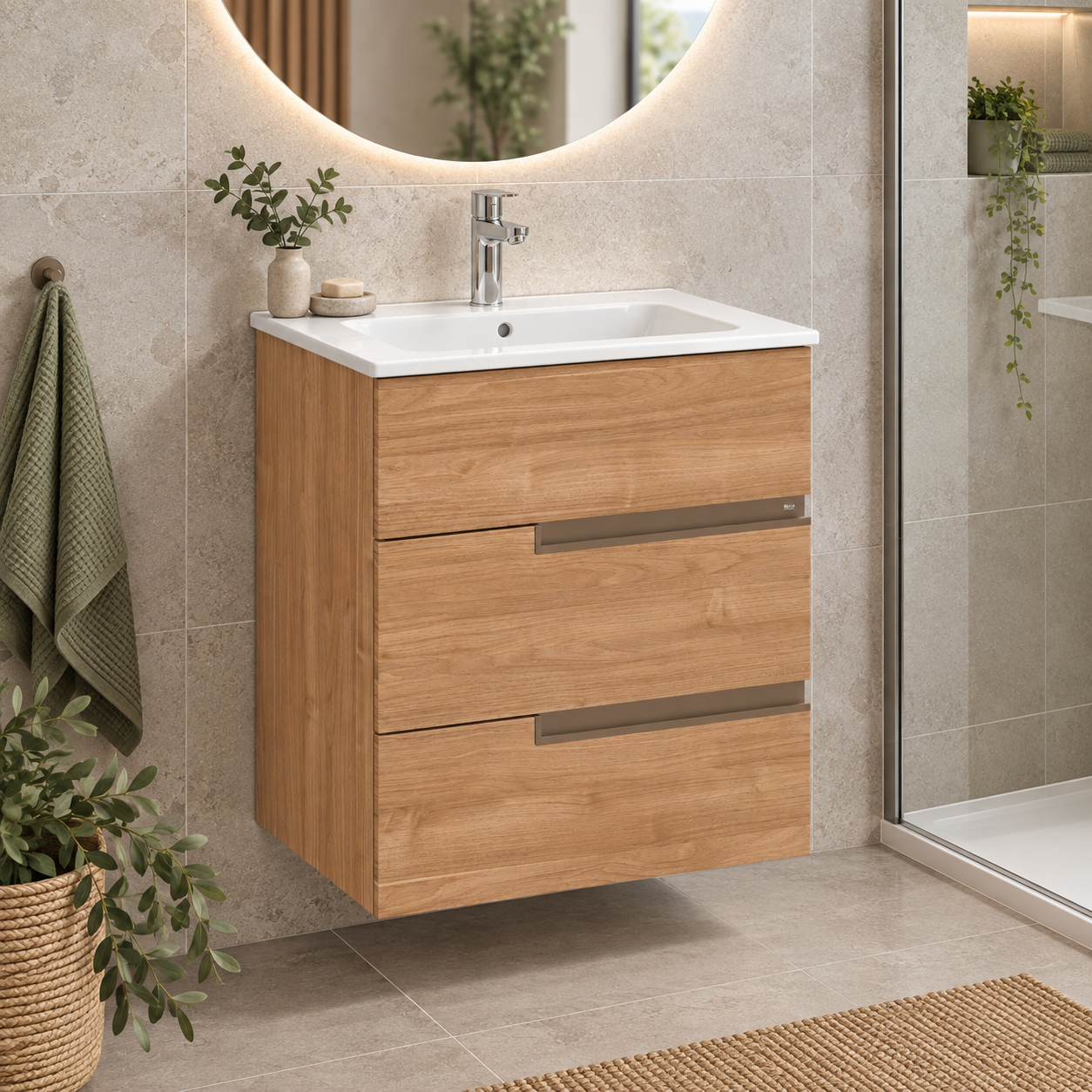 Roca Victoria-N 600mm 3 Drawer Wall-Hung Vanity Unit with Basin