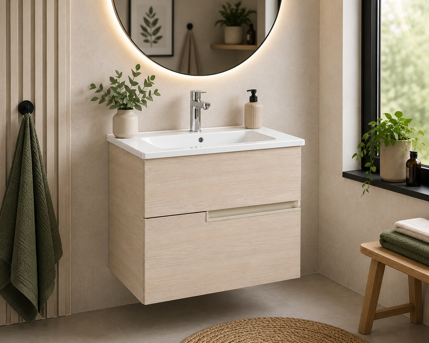 Roca Victoria-N 600mm 2 Drawer Wall-Hung Vanity Unit with Basin