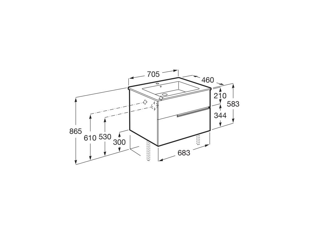 Roca Victoria-N 700mm 2 Drawer Wall-Hung Vanity Unit with Basin