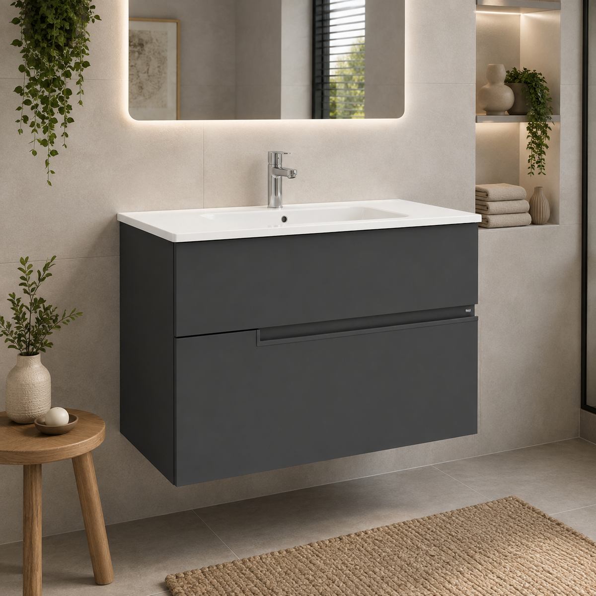 Roca Victoria-N 800mm 2 Drawer Wall-Hung Vanity Unit with Basin