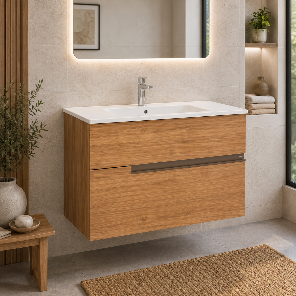 Roca Victoria-N 800mm 2 Drawer Wall-Hung Vanity Unit with Basin