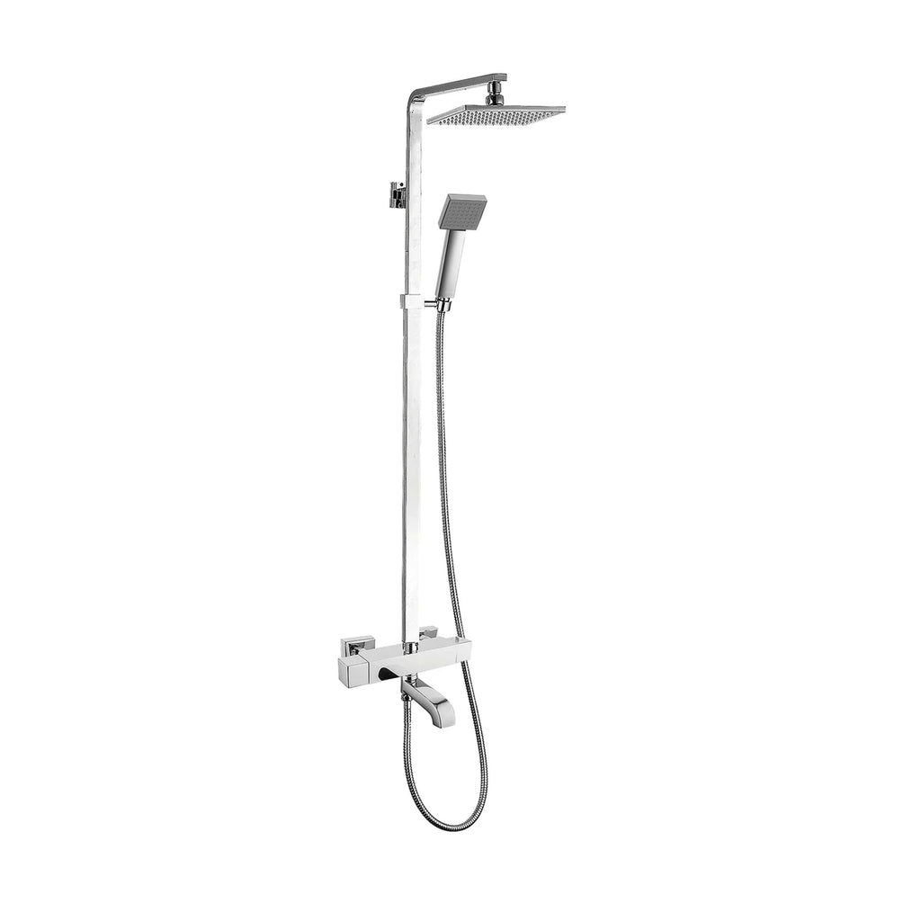 Nevada Square Extended Height Thermostatic Shower Kit with Bath Spout – Chrome