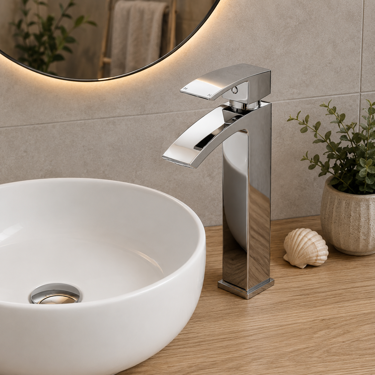 Salomon Tall Basin Mixer Tap – Chrome or Matt Black