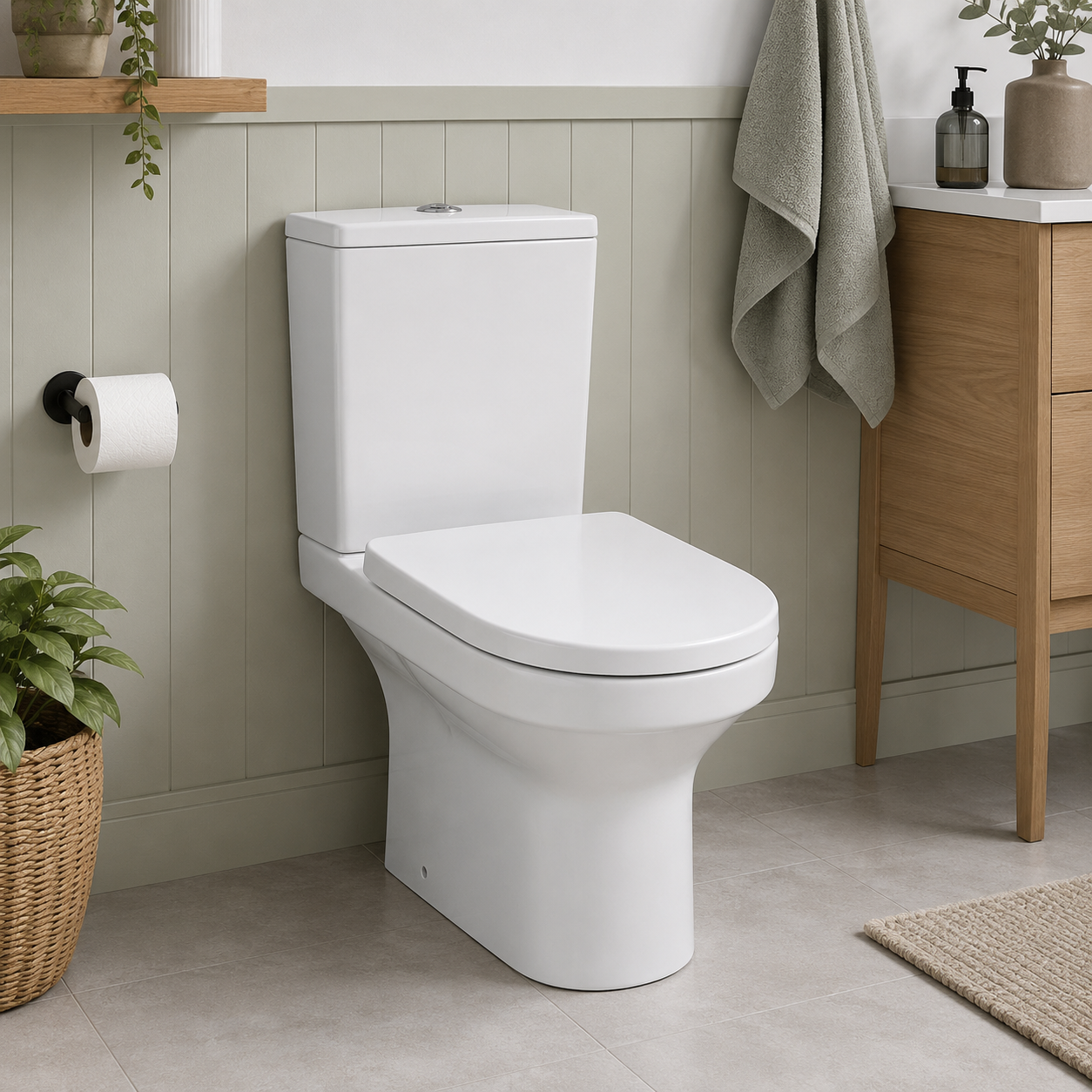 Skara Rimless Close Coupled WC including Soft Close Seat