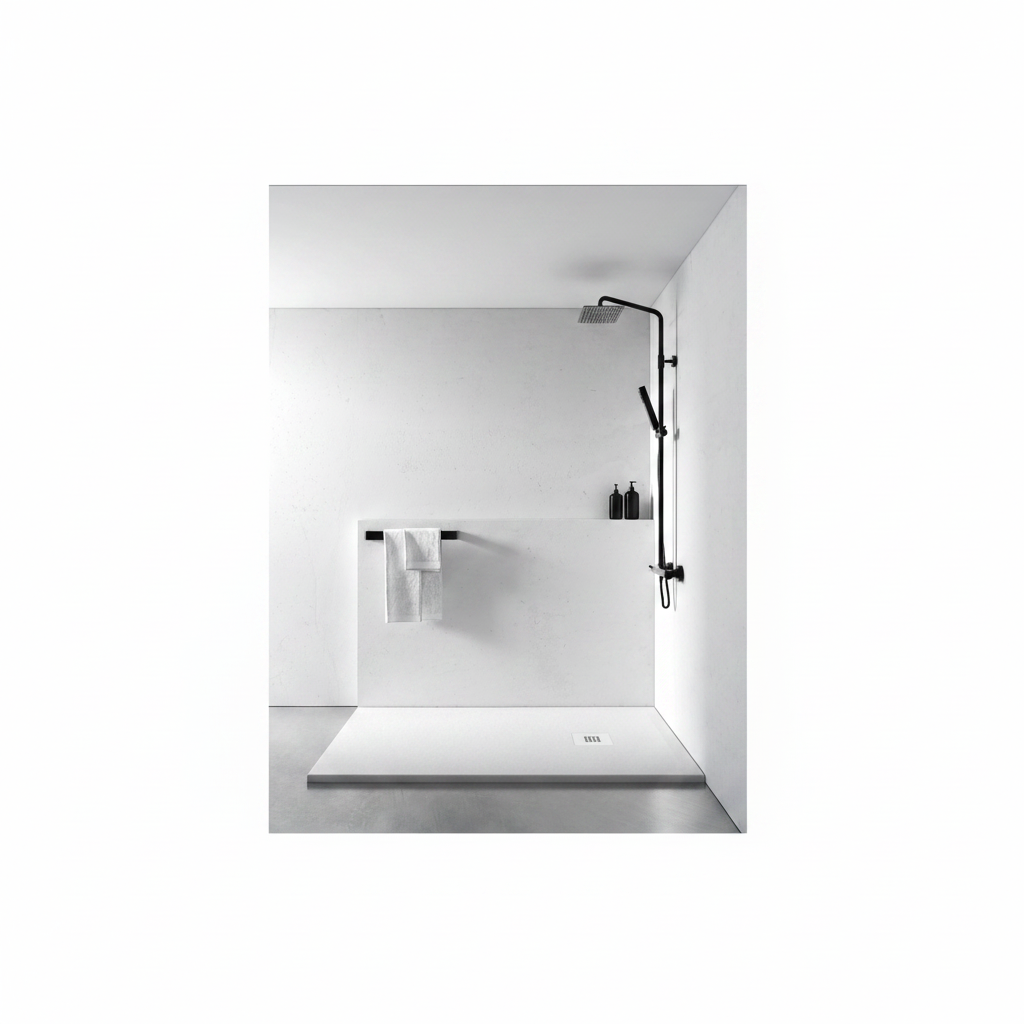 Oh My Shower Slate Square Mineral Composite Shower Tray with McAlpine Waste