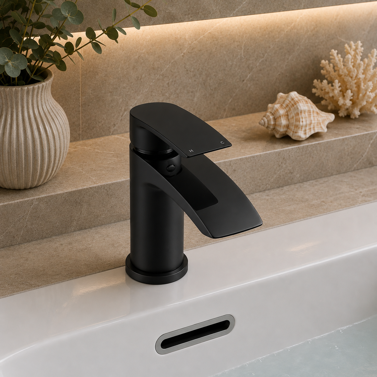 Speldhurst Basin Mixer Tap with Click-Clack Waste – Chrome, Matt Black or Matt Brushed Brass