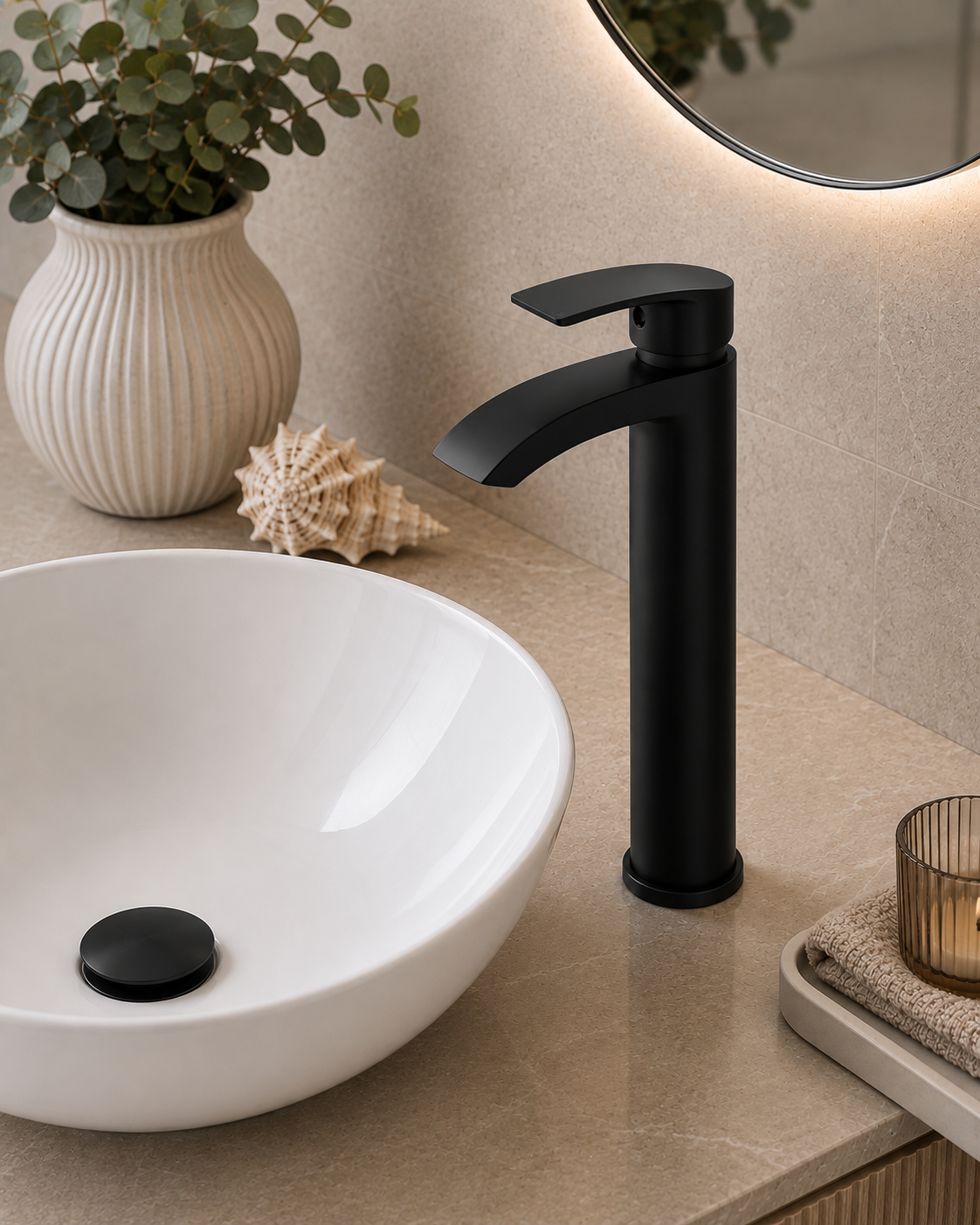 Speldhurst Tall Basin Mixer Tap – Chrome, Matt Black or Matt Brushed Brass