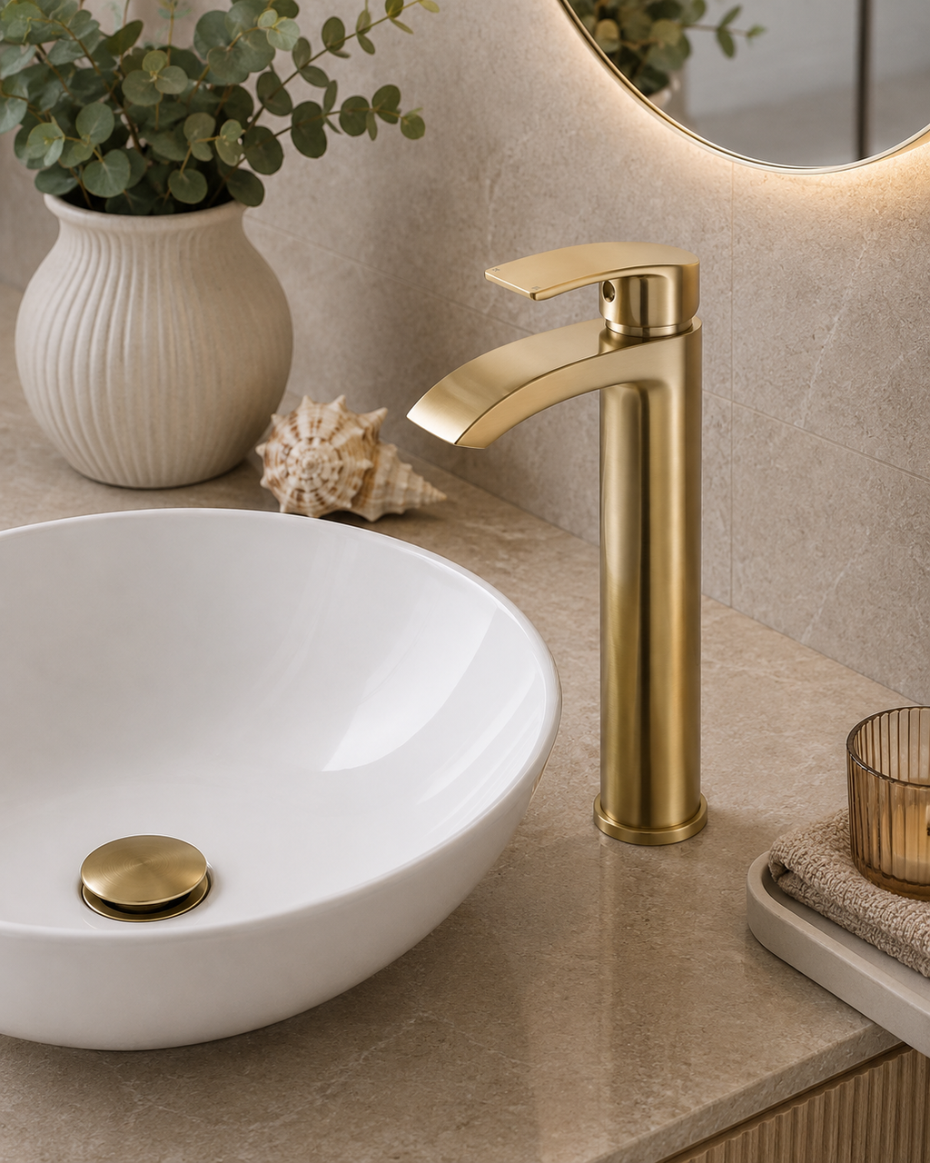Speldhurst Tall Basin Mixer Tap – Chrome, Matt Black or Matt Brushed Brass