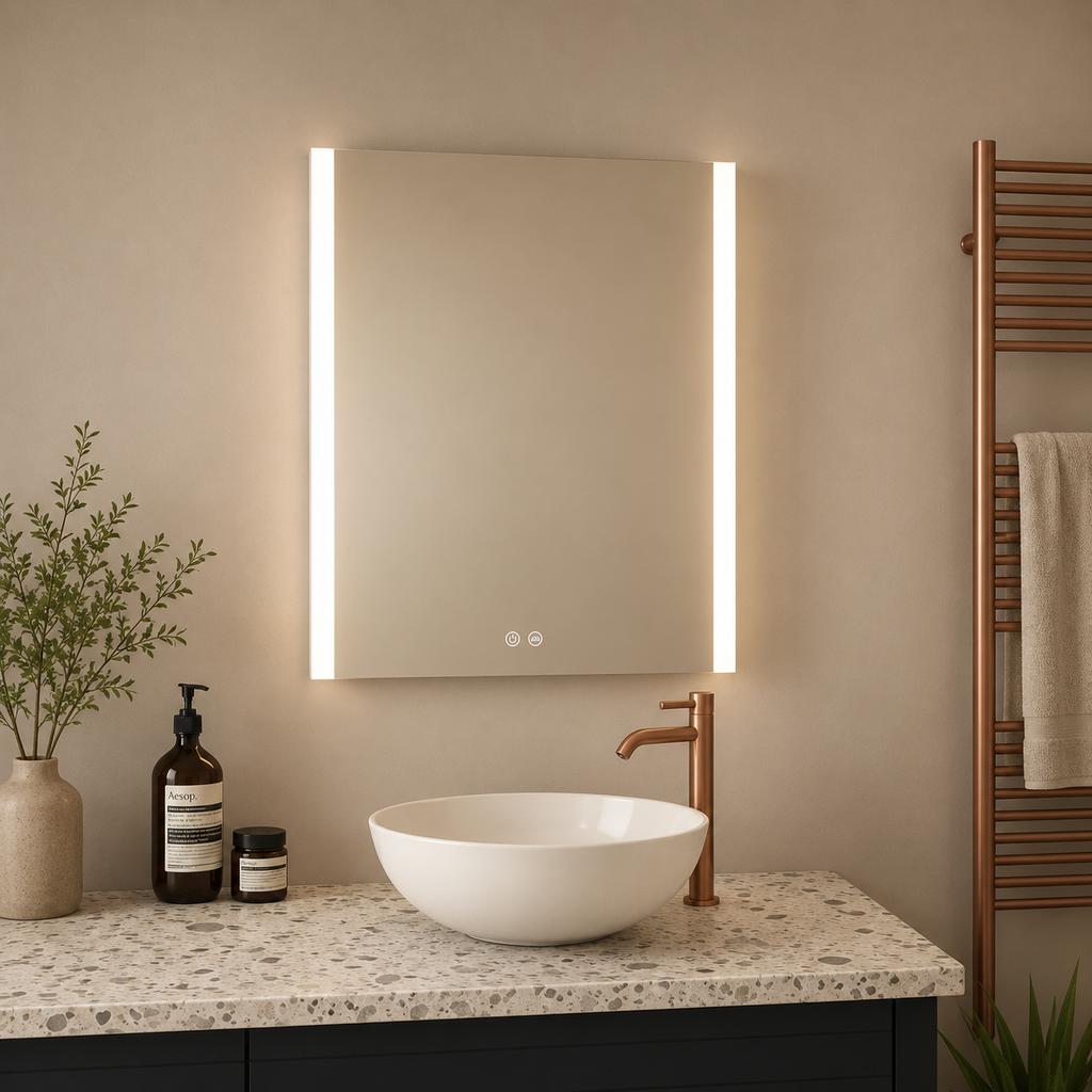 Sycamore Windsor 2 500 x 700mm LED Bluetooth Bathroom Mirror with Tunable Lighting, Demister & Bluetooth Speakers
