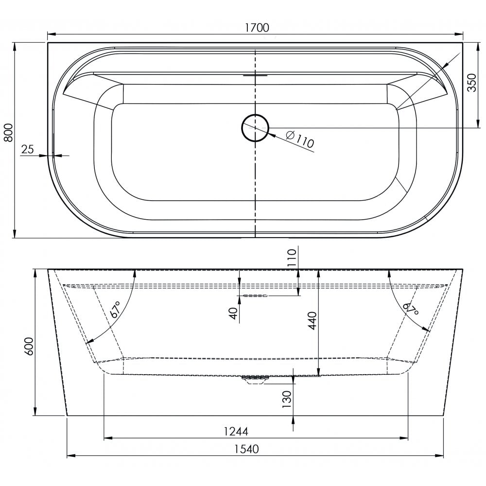 Tima Freestanding Bath - 1700 x 800mm