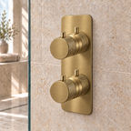 Tudeley Knurled Double Outlet Two Control Concealed Thermostatic Shower Valve