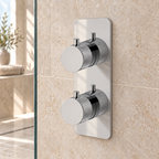 Tudeley Knurled Double Outlet Two Control Concealed Thermostatic Shower Valve