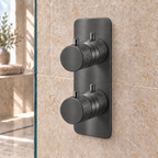 Tudeley Knurled Double Outlet Two Control Concealed Thermostatic Shower Valve