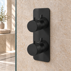 Tudeley Knurled Double Outlet Two Control Concealed Thermostatic Shower Valve