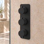 Tudeley Knurled Double Outlet Three Control Concealed Thermostatic Shower Valve