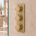 Tudeley Knurled Double Outlet Three Control Concealed Thermostatic Shower Valve
