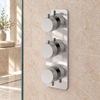 Tudeley Knurled Double Outlet Three Control Concealed Thermostatic Shower Valve