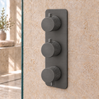 Tudeley Knurled Double Outlet Three Control Concealed Thermostatic Shower Valve