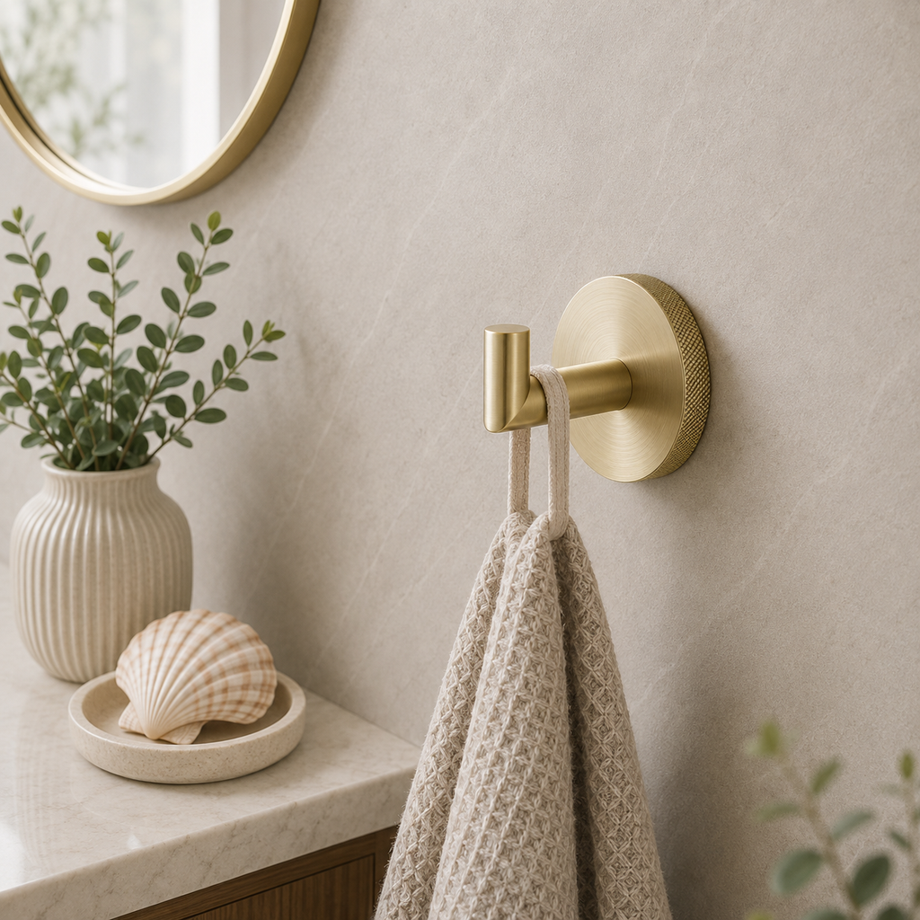 Tudeley Knurled Robe Hook | Chrome, Matt Black, Gunmetal Grey & Matt Brushed Brass