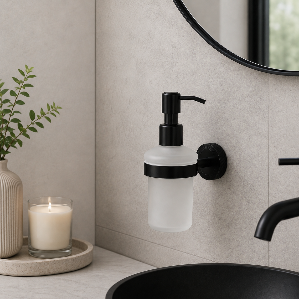 Tudeley Knurled Wall Mounted Soap Dispenser | Chrome, Matt Black, Gunmetal Grey & Matt Brushed Brass