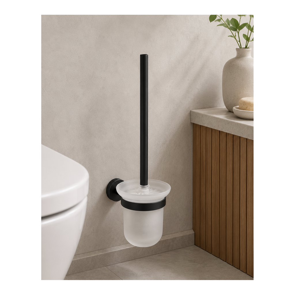 Tudeley Knurled Toilet Brush & Holder – Chrome, Matt Black, Brushed Gunmetal & Brushed Brass