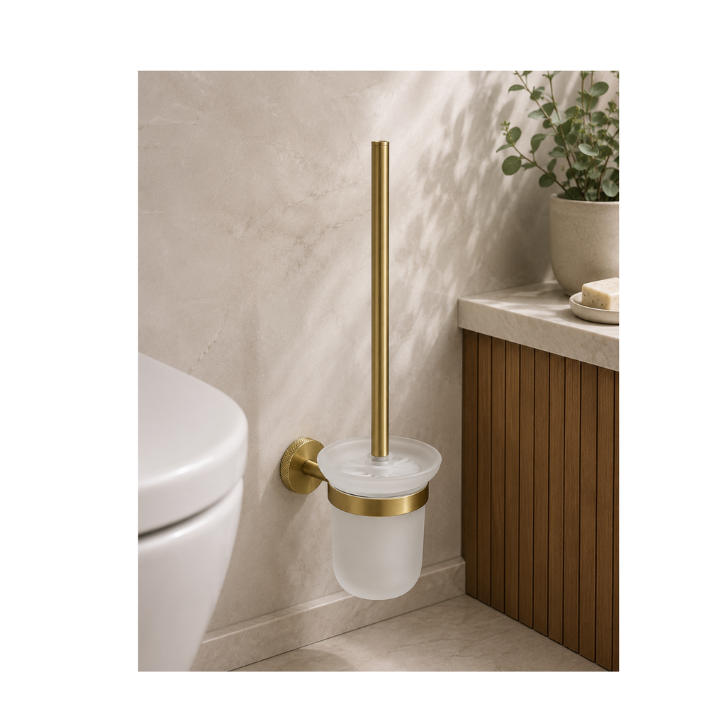 Tudeley Knurled Toilet Brush & Holder – Chrome, Matt Black, Brushed Gunmetal & Brushed Brass