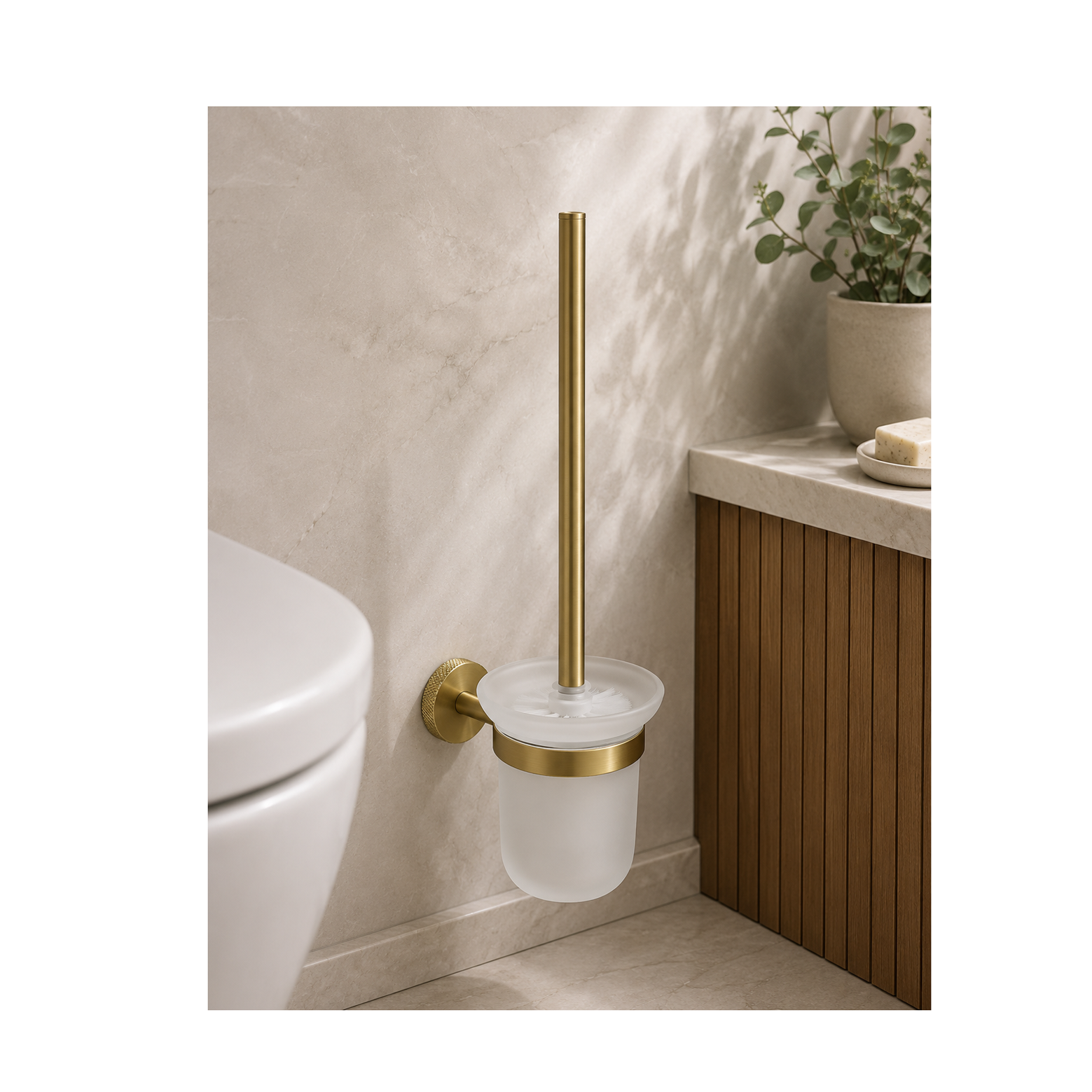 Tudeley Knurled Toilet Brush & Holder – Chrome, Matt Black, Brushed Gunmetal & Brushed Brass