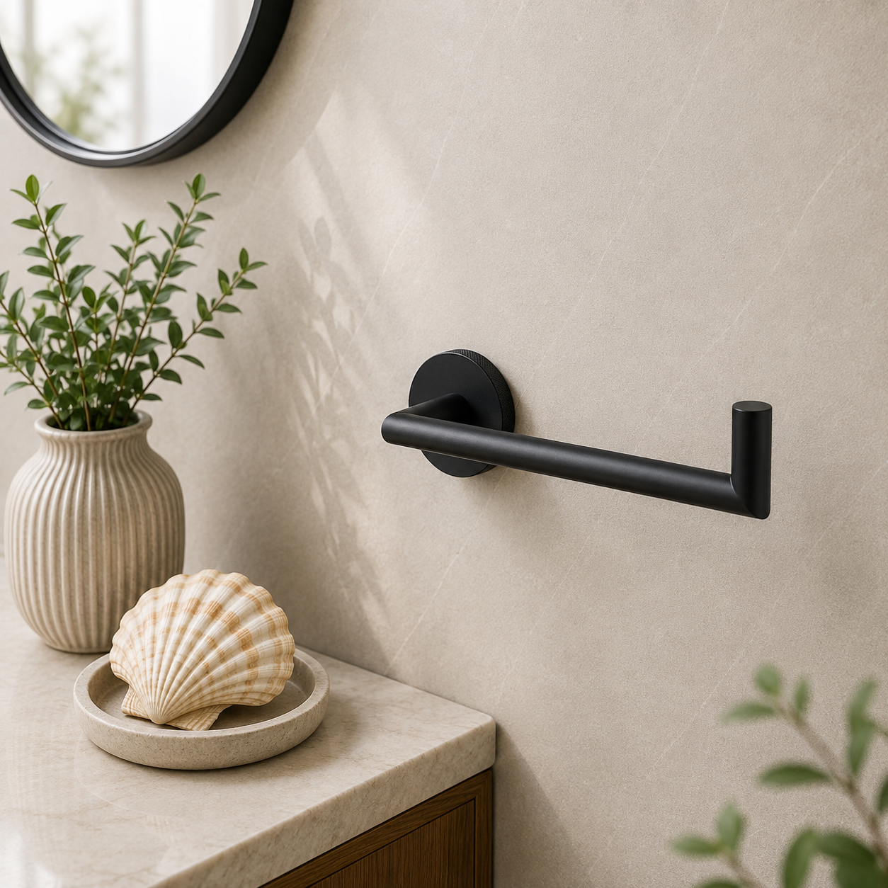Tudeley Knurled Toilet Roll Holder | Chrome, Matt Black, Gunmetal Grey & Matt Brushed Brass