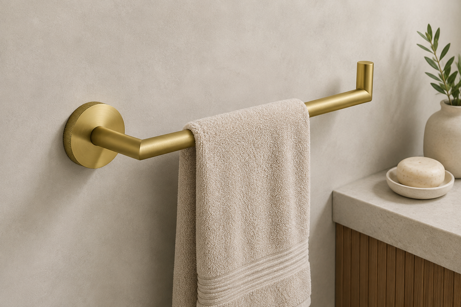 Tudeley Knurled Towel Bar 614mm – Chrome, Matt Black, Brushed Gunmetal & Brushed Brass