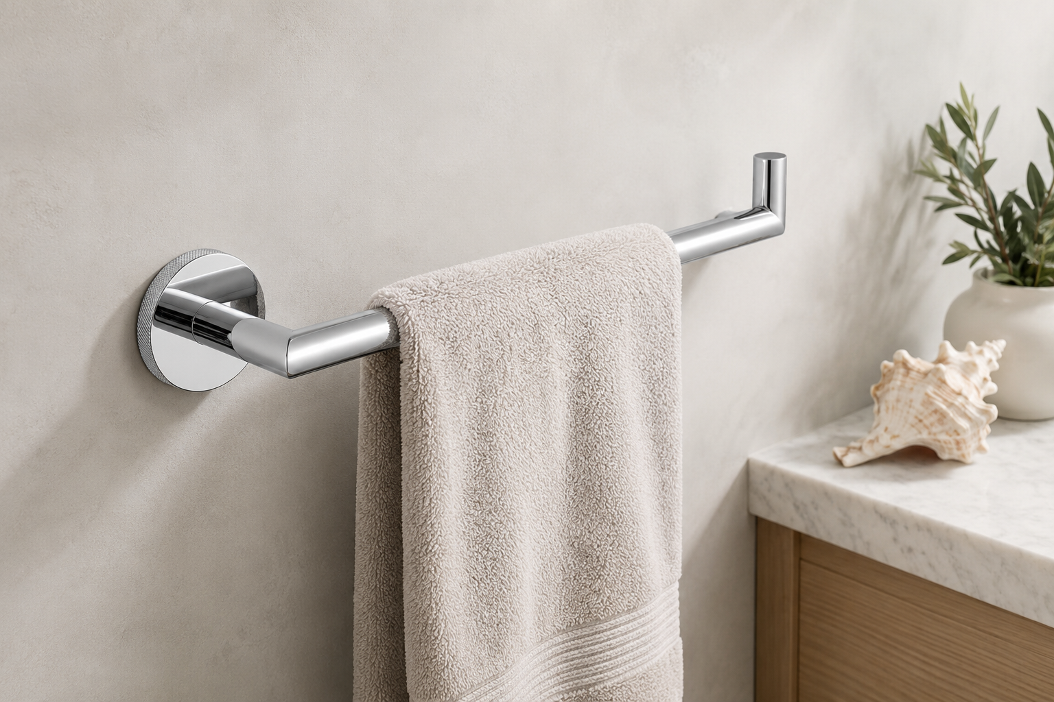 Tudeley Knurled Towel Bar 614mm – Chrome, Matt Black, Brushed Gunmetal & Brushed Brass