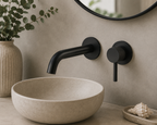 Tudeley Single Lever Wall Mounted Basin Mixer Tap with Knurled Handle & Waste – 5 Finishes