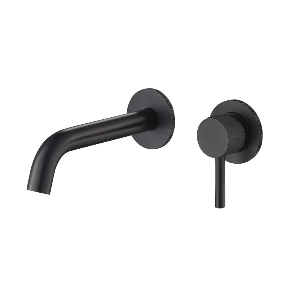 Tudeley Single Lever Wall Mounted Basin Mixer Tap with Knurled Handle & Waste – 5 Finishes