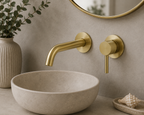 Tudeley Single Lever Wall Mounted Basin Mixer Tap with Knurled Handle & Waste – 5 Finishes
