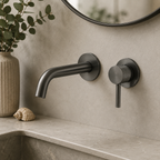 Tudeley Single Lever Wall Mounted Basin Mixer Tap with Knurled Handle & Waste – 5 Finishes